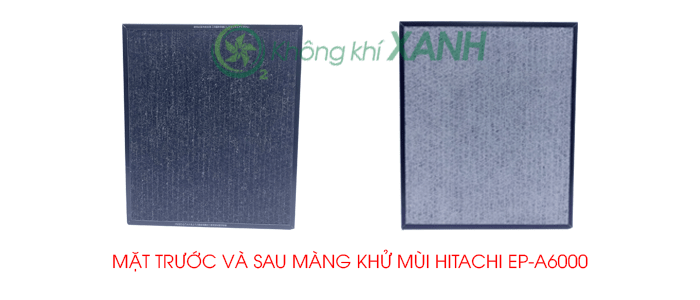 Ảnh chụp 2 mặt trước và sau màng lọc khử mùi máy lọc không khí Hitachi EP-A6000